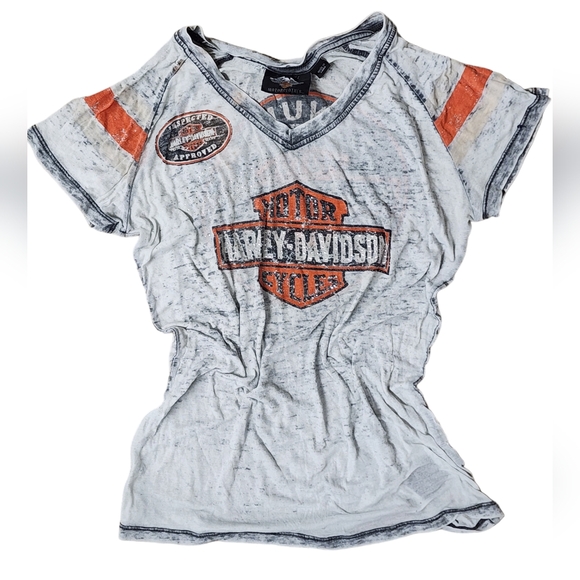 Vintage Harley Davidson Motercycles Gray & Orange Tee - Picture 3 of 9